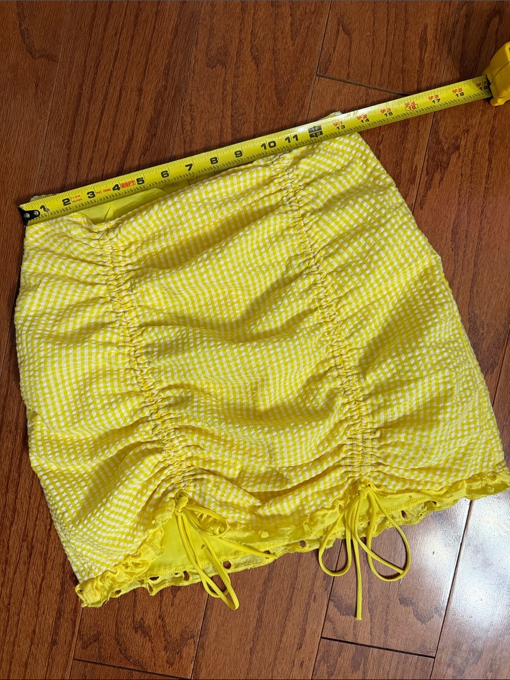 For Love Bell Lemons Picnic eyelet set gingham crop top puff sleeves w/ skirt -M - Picture 10 of 12